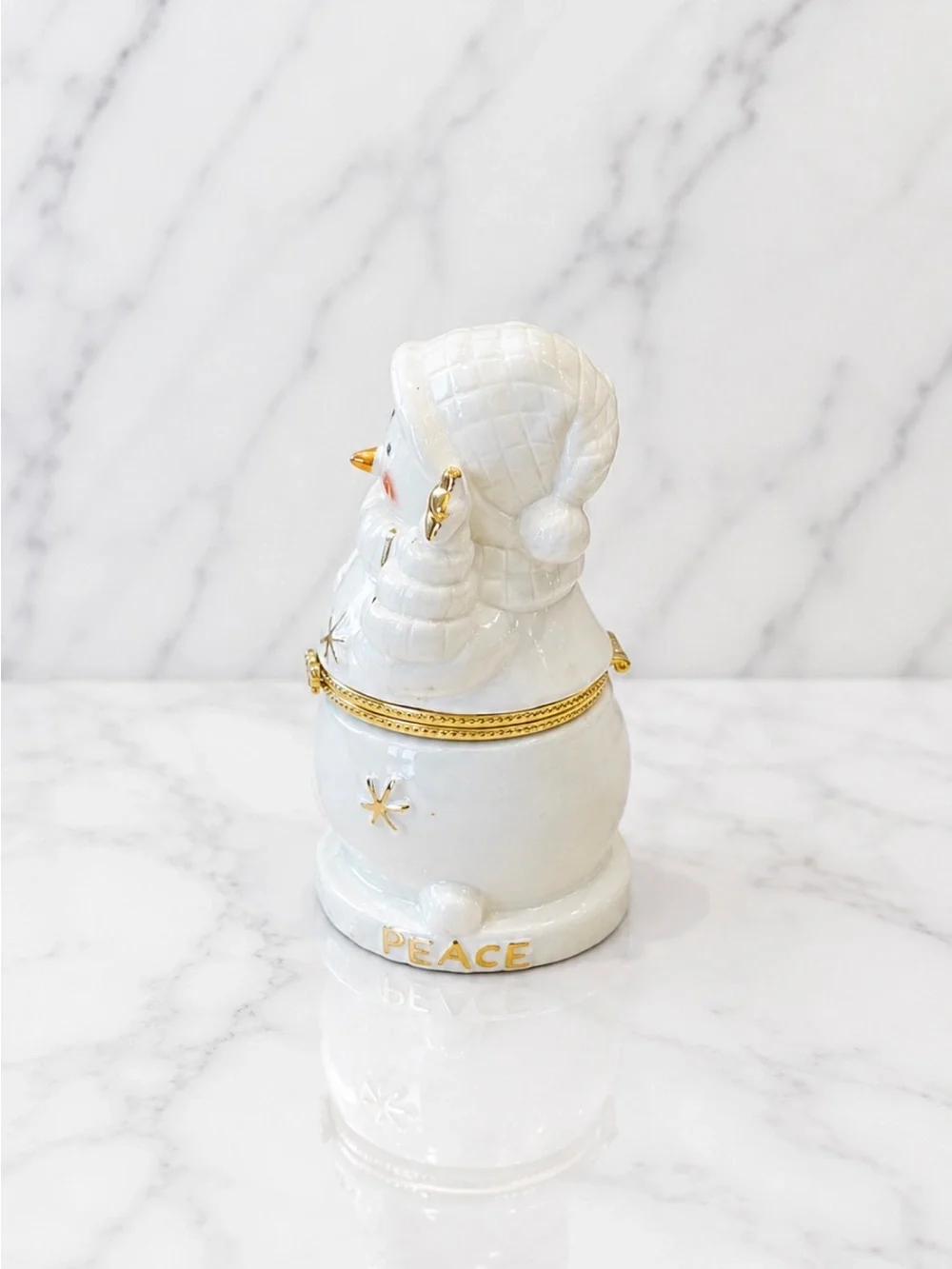 Ceramic Snowman Hinged Jewelry Box